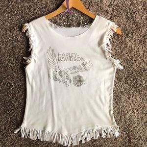 Harley-Davidson white fringed tank